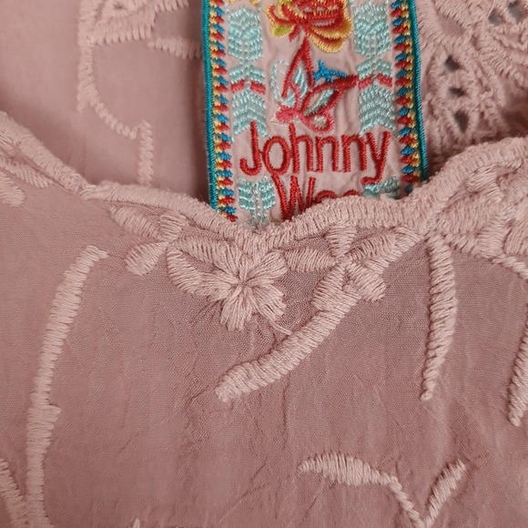 Johnny Was Tunic Shirt Womens XS Pink Embroidered Boho Peasant Top Floral Lace - Picture 3 of 16